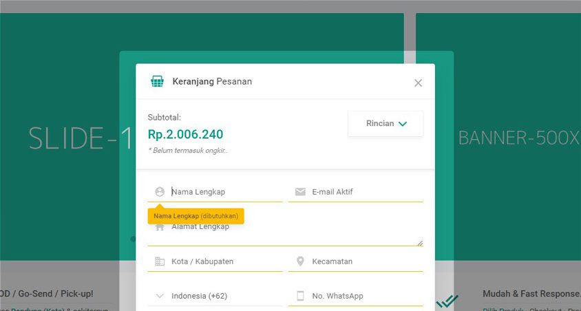 Instant Checkout Jasa pembuatan website toko whatsapp