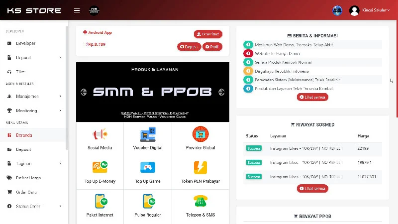 Jasa Website Pembuatan Website Pulsa Otomatis Murah Terbaik PRO Mantab